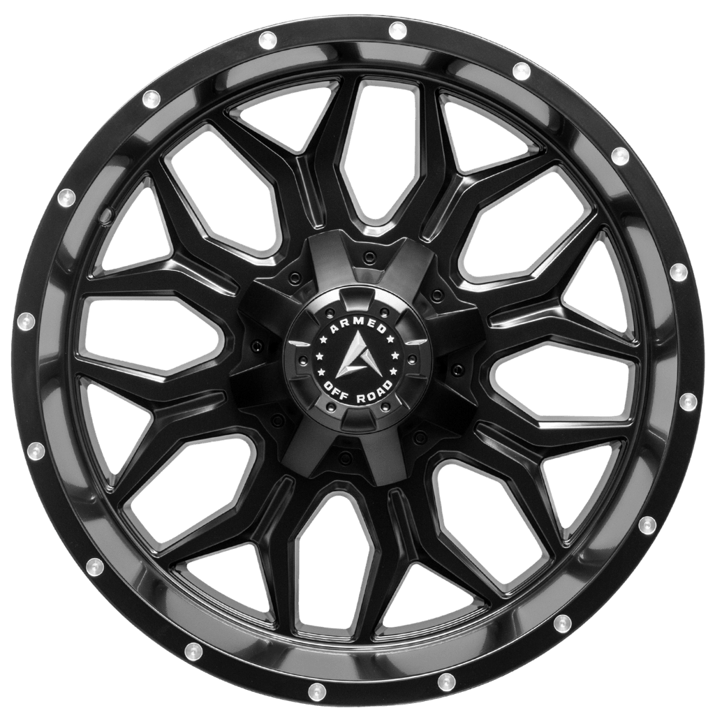 Armed Wheels Infantry Satin Black + Milled Holes 20x10 -18 8x165.1mm 125.1mm