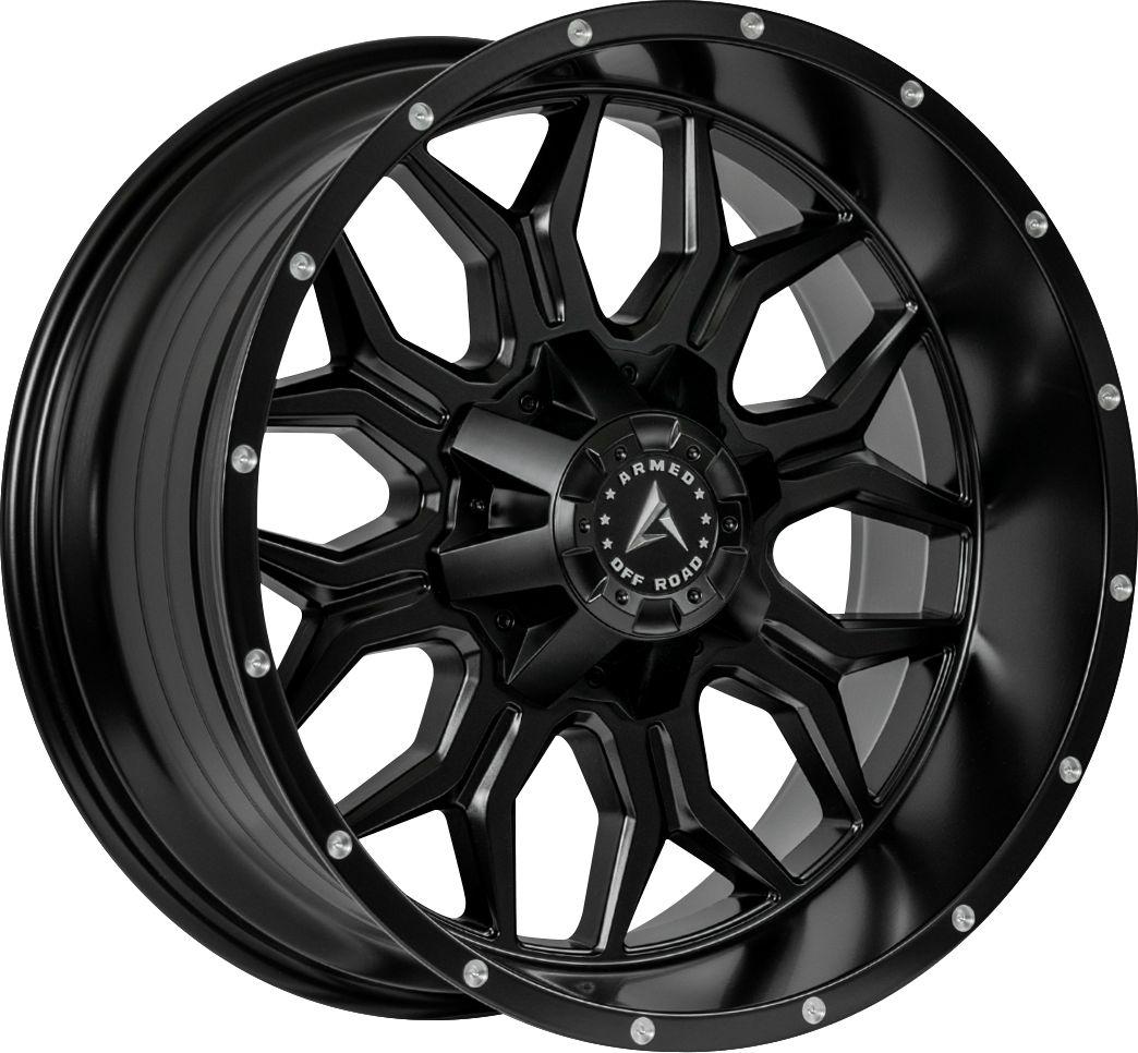 Armed Wheels Infantry Satin Black + Milled Holes 18x9 +12 5x127mm 78.1mm