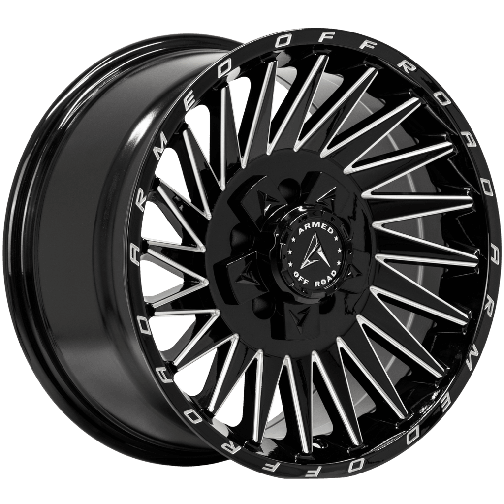 Armed Wheels Militia Gloss Black Milled 17x9 +12 5x127mm 78.1mm