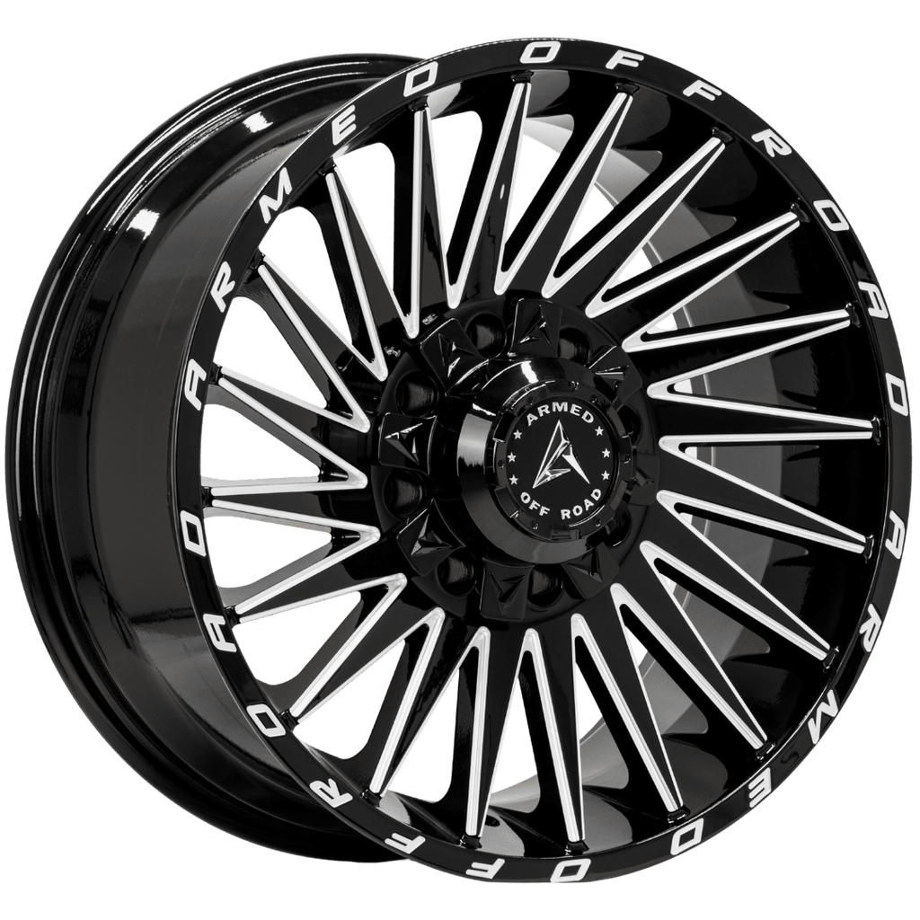 Armed Wheels Militia Gloss Black Milled 20x9 +12 8x165.1mm 125.1mm