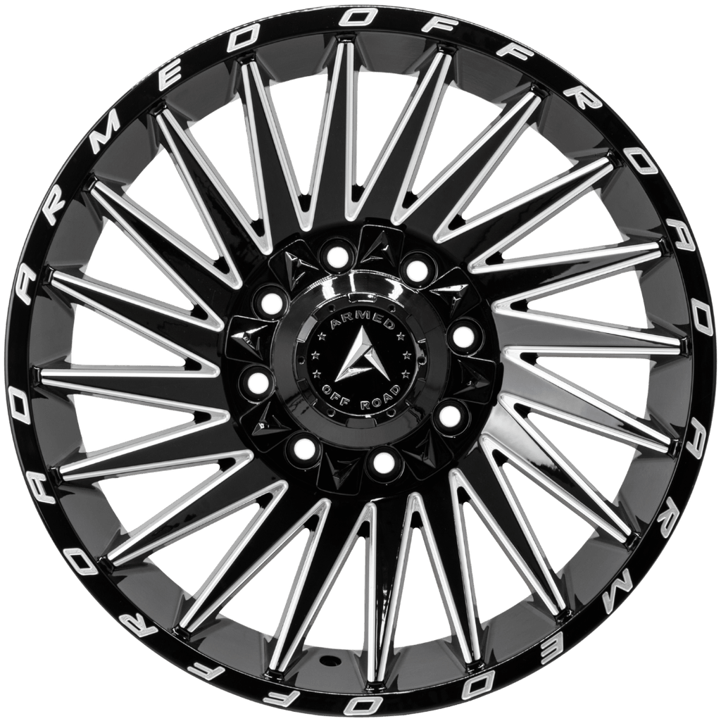 Armed Wheels Militia Gloss Black Milled 20x9 +12 8x165.1mm 125.1mm