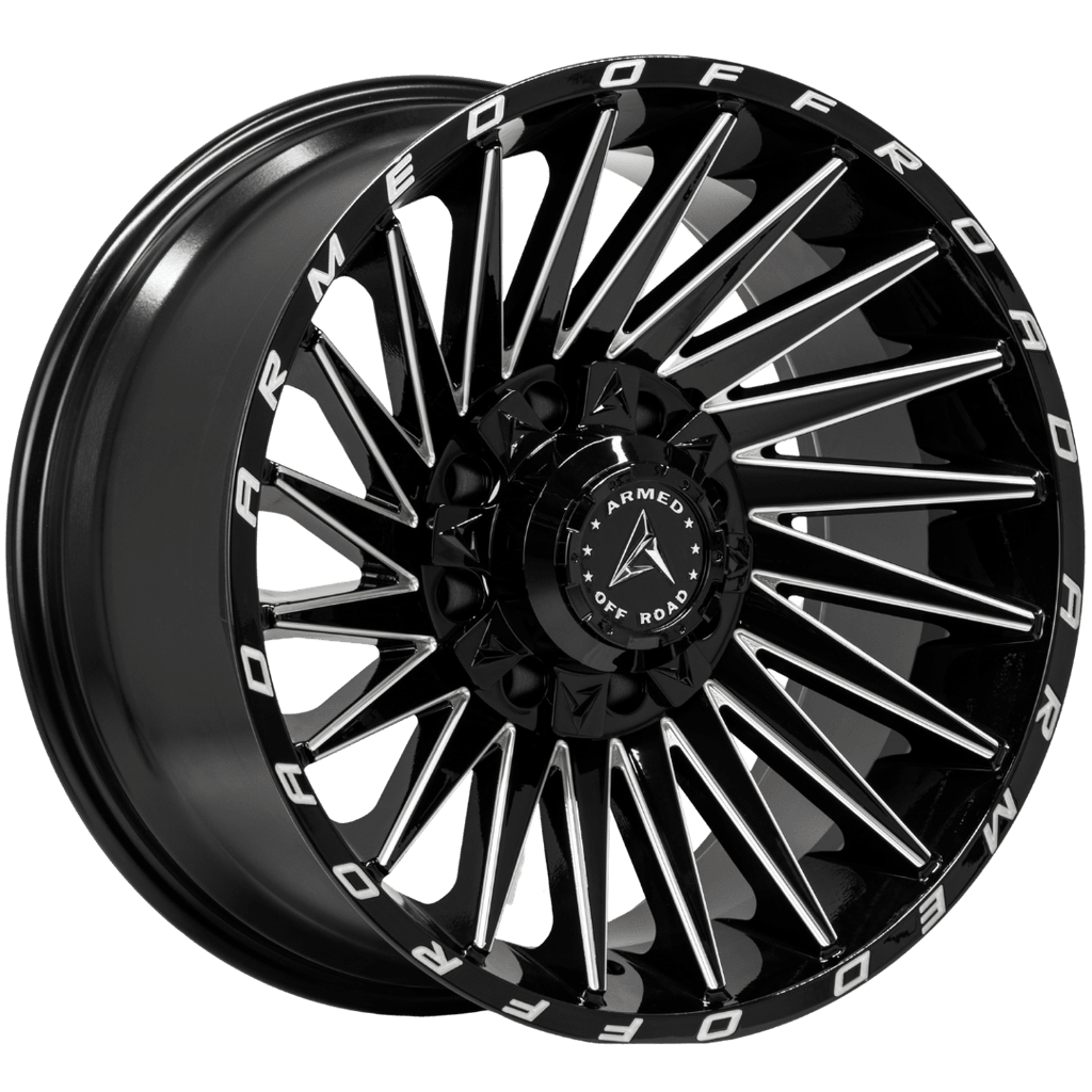Armed Wheels Militia Gloss Black Milled 20x10 -18 8x165.1mm 125.1mm