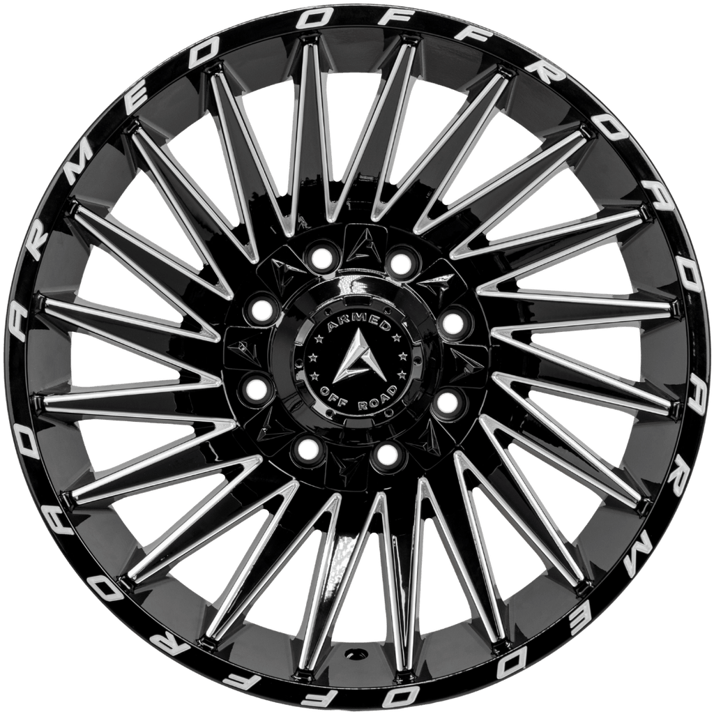 Armed Wheels Militia Gloss Black Milled 20x10 -18 8x165.1mm 125.1mm