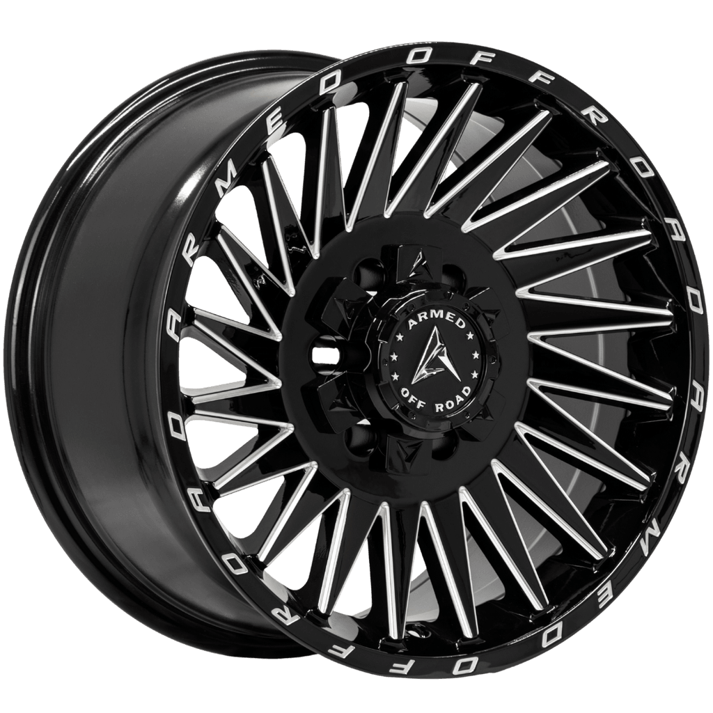 Armed Wheels Militia Gloss Black Milled 17x9 +12 6x135mm 108.1mm