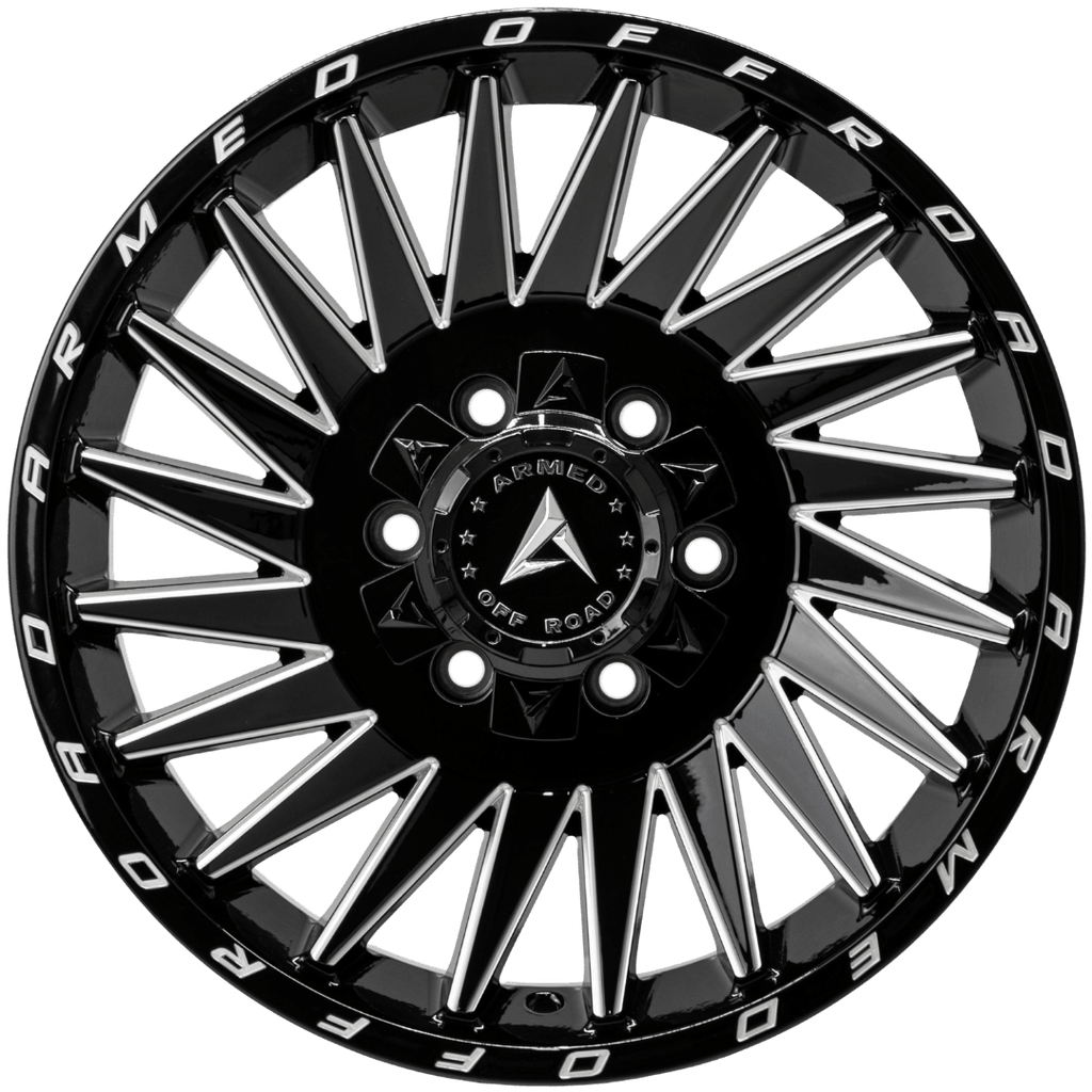 Armed Wheels Militia Gloss Black Milled 17x9 +12 6x135mm 108.1mm
