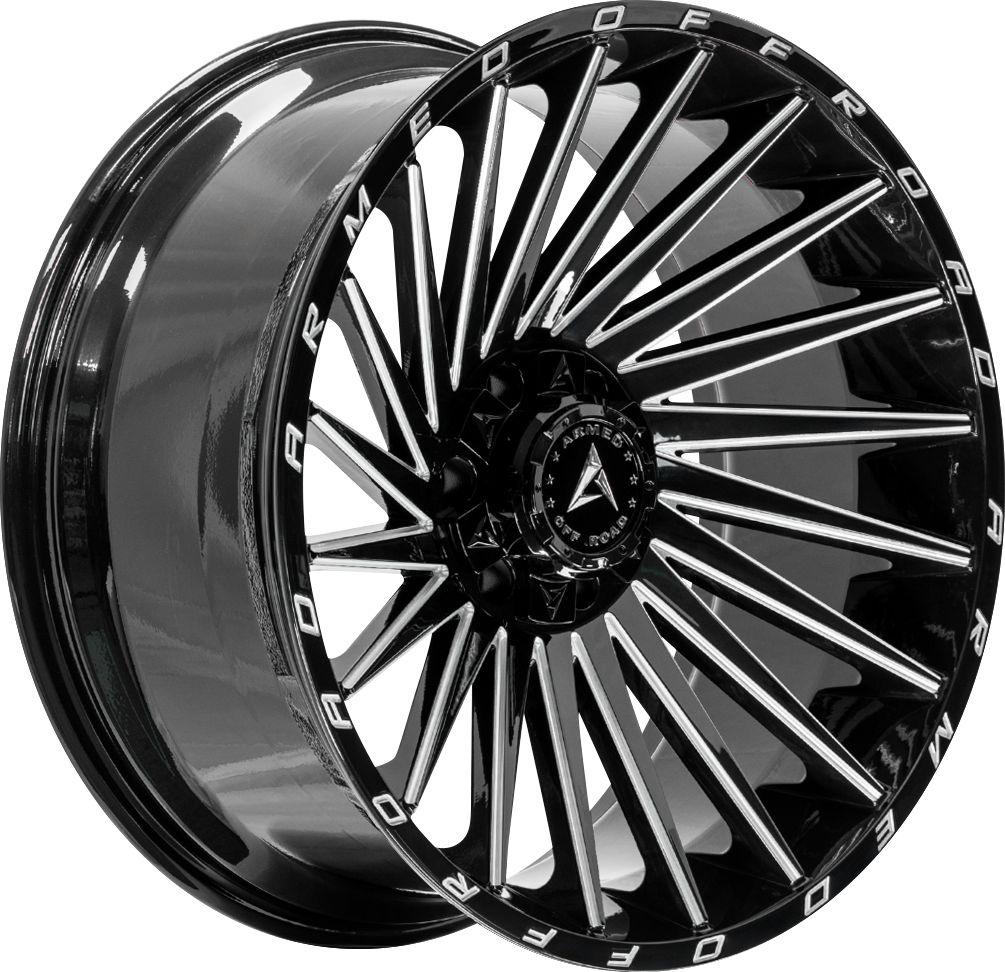 Armed Wheels Militia Gloss Black Milled 20x9 +12 6x135mm 108.1mm