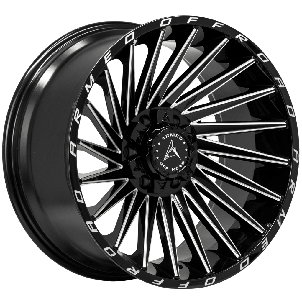 Armed Wheels Militia Gloss Black Milled 20x10 -18 6x135mm 108.1mm