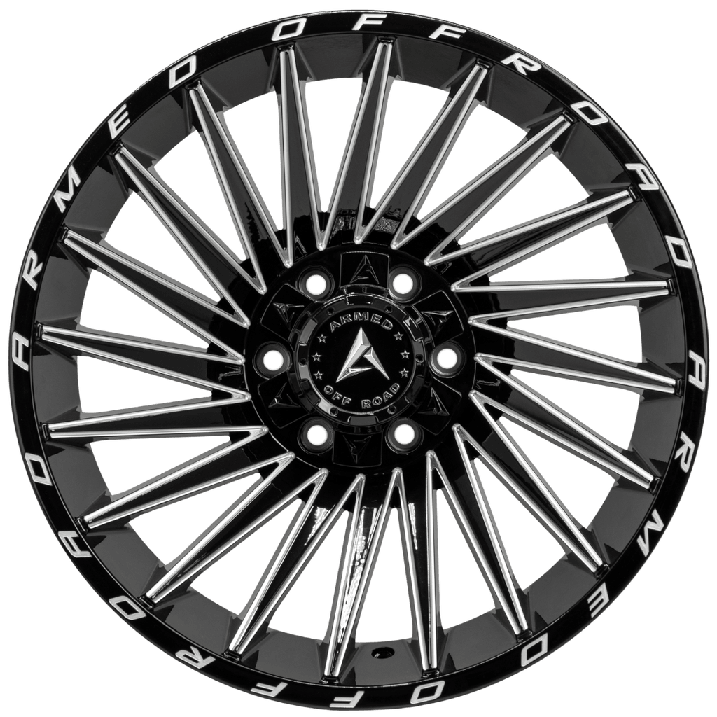 Armed Wheels Militia Gloss Black Milled 20x10 -18 6x135mm 108.1mm