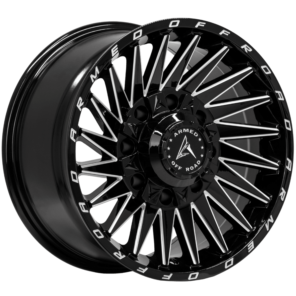 Armed Wheels Militia Gloss Black Milled 17x9 +12 8x165.1mm 125.1mm