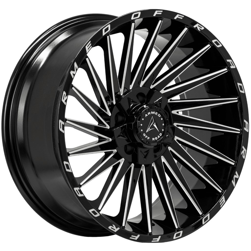 Armed Wheels Militia Gloss Black Milled 20x9 +12 5x139.7mm 110.1mm
