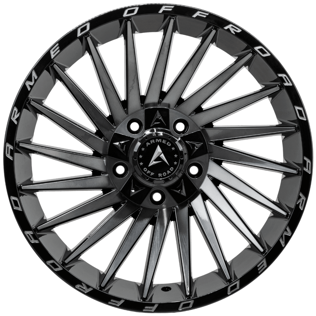 Armed Wheels Militia Gloss Black Machined + Tint 20x9 +12 5x139.7mm 110.1mm