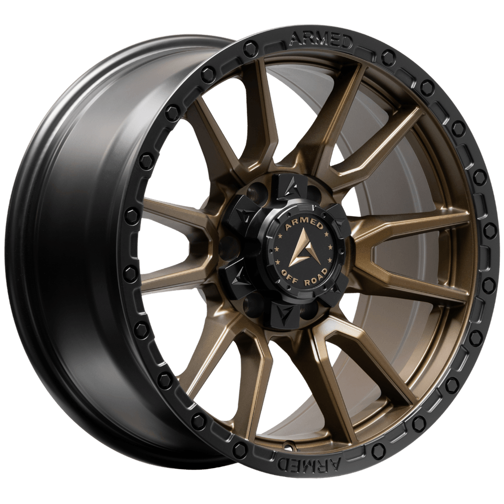 Armed Wheels Spear Satin Black + Satin Bronze Center 18x9 +12 6x135mm 108.1mm