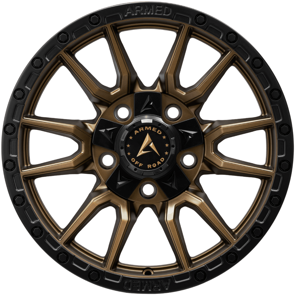 Armed Wheels Spear Satin Black + Satin Bronze Center 17x9 0 5x127mm 78.1mm
