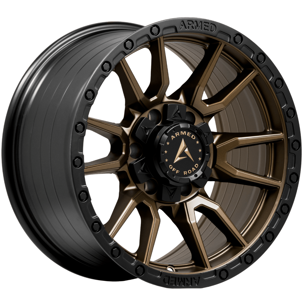 Armed Wheels Spear Satin Black + Satin Bronze Center 17x9 +12 6x135mm 108.1mm