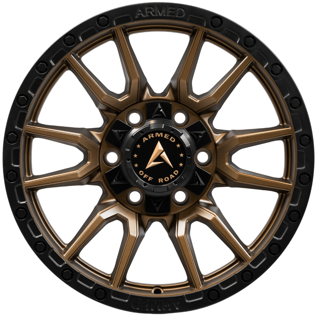 Armed Wheels Spear Satin Black + Satin Bronze Center 17x9 0 6x135mm 108.1mm