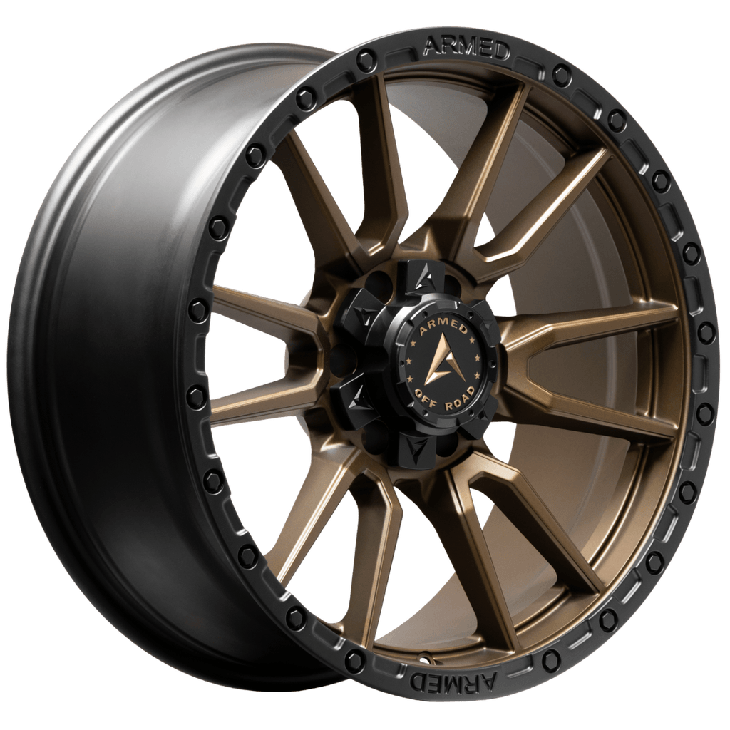 Armed Wheels Spear Satin Black + Satin Bronze Center 20x9 0 6x135mm 108.1mm