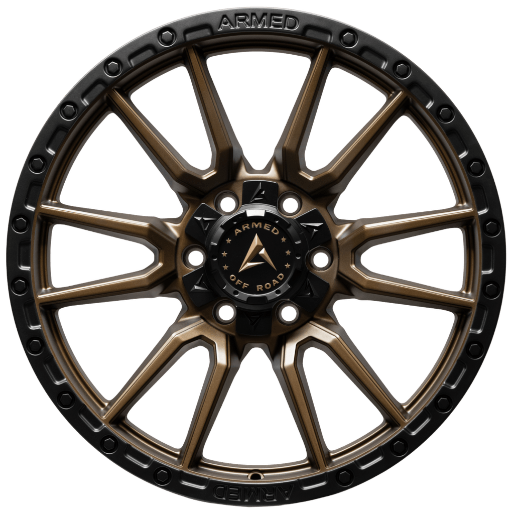 Armed Wheels Spear Satin Black + Satin Bronze Center 20x9 0 6x135mm 108.1mm