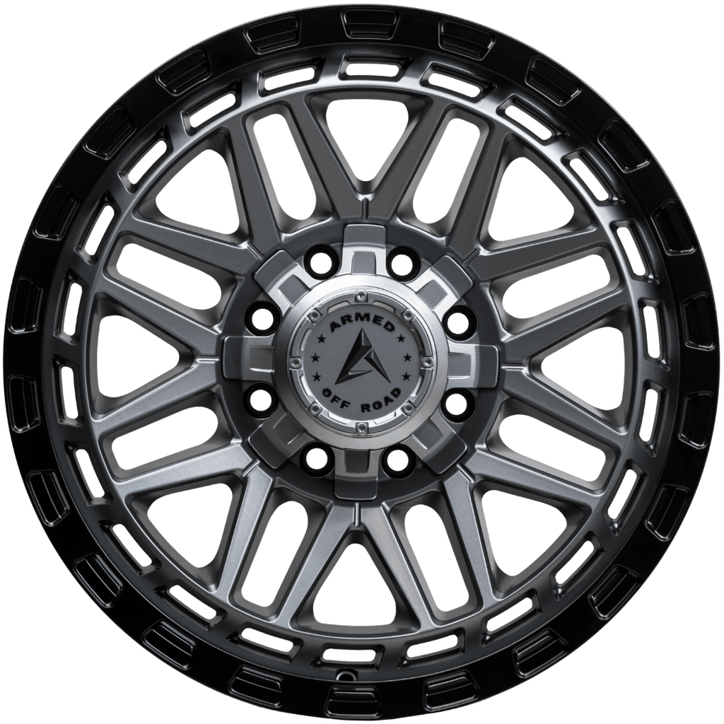 Armed Wheels Tank Matte Black + Gunmetal Face 20x9 +12 8x165.1mm 125.1mm - Wheelwiz