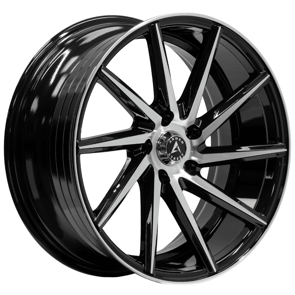 Armed Wheels .38 CAL Gloss Black Machined Face 18x8 +35 5x113mm 74.1mm