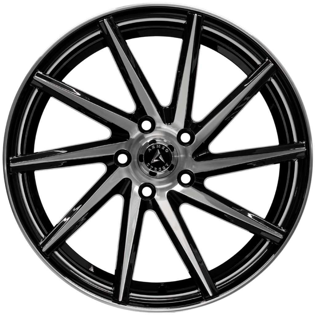 Armed Wheels .38 CAL Gloss Black Machined Face 18x8 +35 5x113mm 74.1mm - Wheelwiz