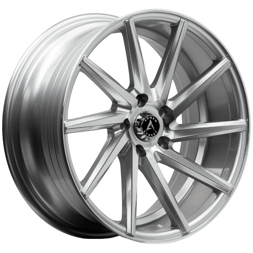 Armed Wheels .38 CAL Gloss Silver Machined Face 18x8 +35 5x113mm 74.1mm