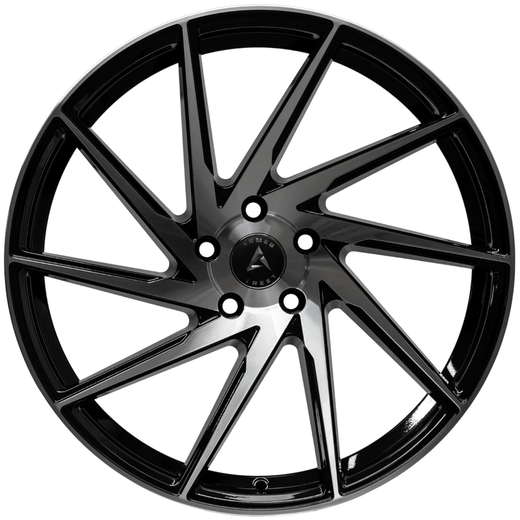 Armed Wheels 9MM Gloss Black Machined Face 20x10 +40 5x113mm 74.1mm