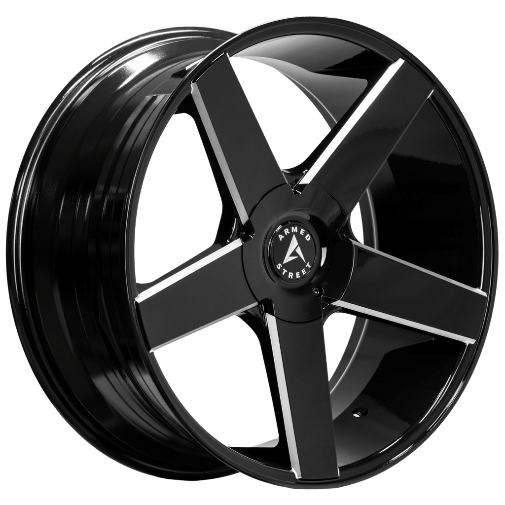 Armed Wheels Hustler Gloss Black Milled 22x9.5 +25 6x135mm 87.1mm