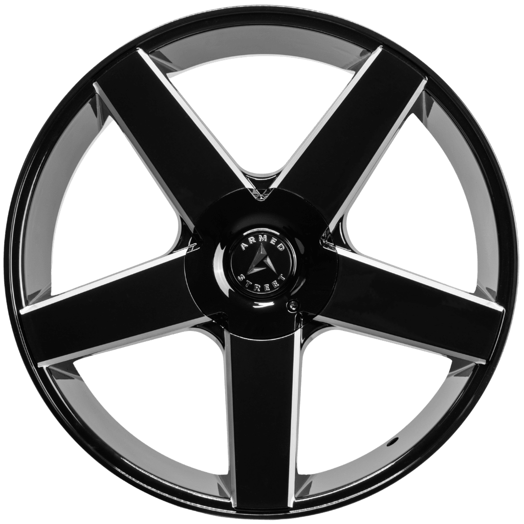 Armed Wheels Hustler Gloss Black Milled 22x9.5 +25 6x135mm 87.1mm - Wheelwiz