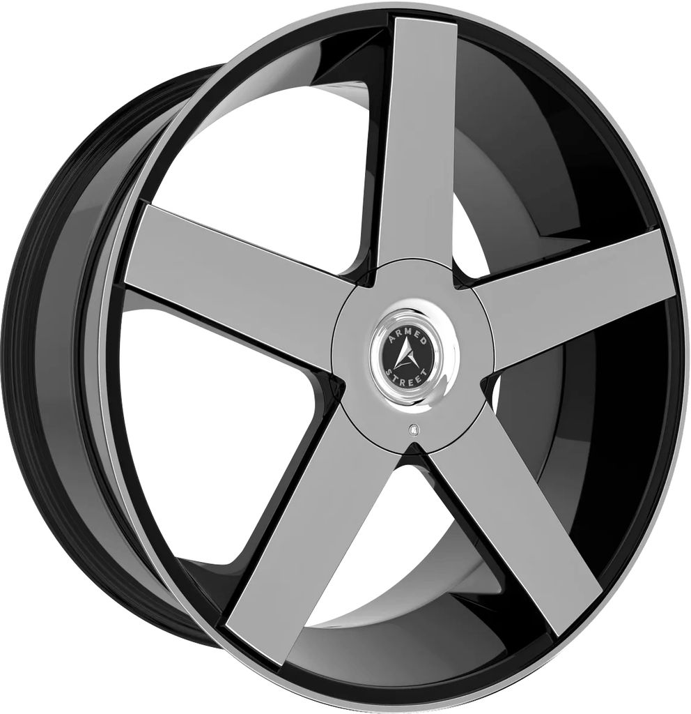 Armed Wheels Hustler Gloss Black Machined 22x9.5 +13 5x115mm 74.1mm