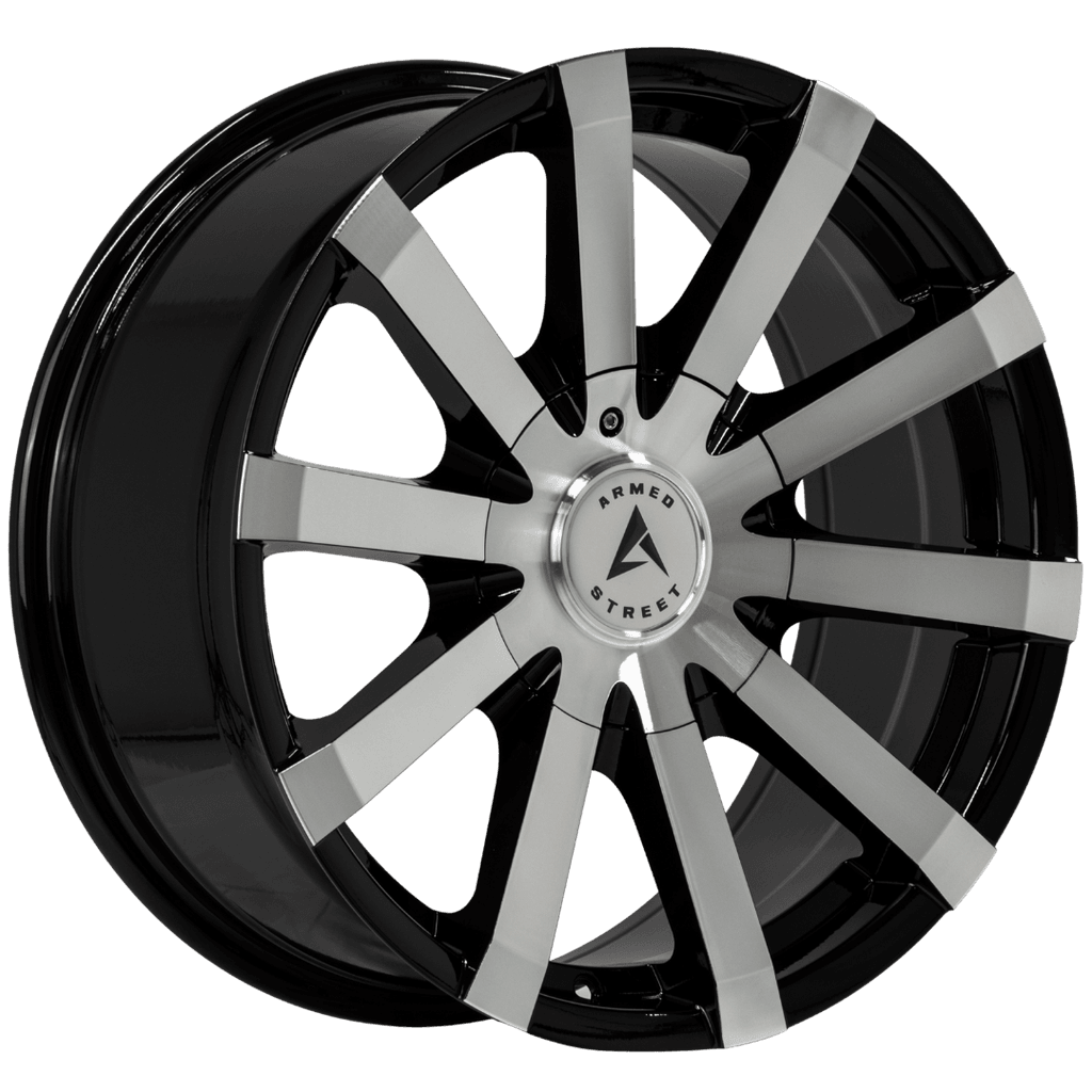Armed Wheels Outlaw Gloss Black Machined Face 18x8 +20 Custom 87.1mm