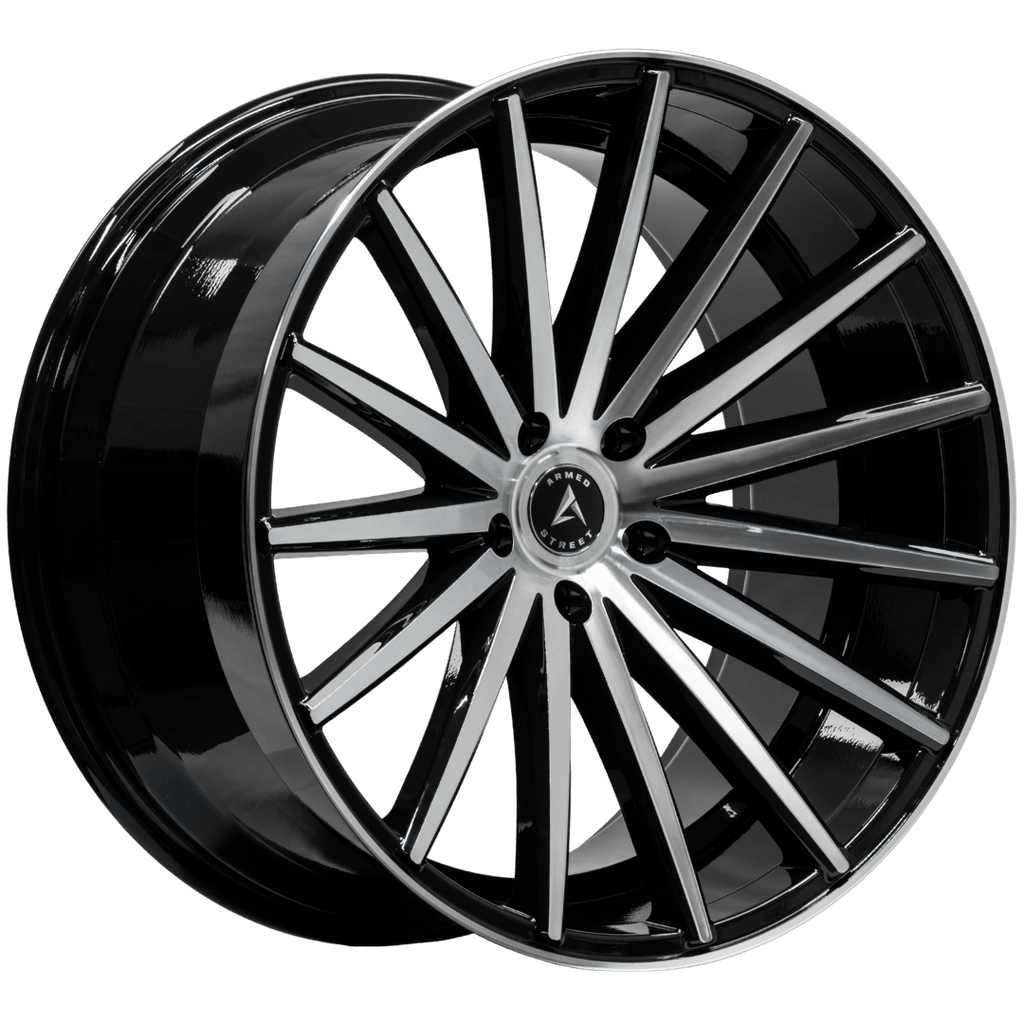 Armed Wheels Rival Gloss Black Machined Face 22x11.5 +30 5x113mm 74.1mm