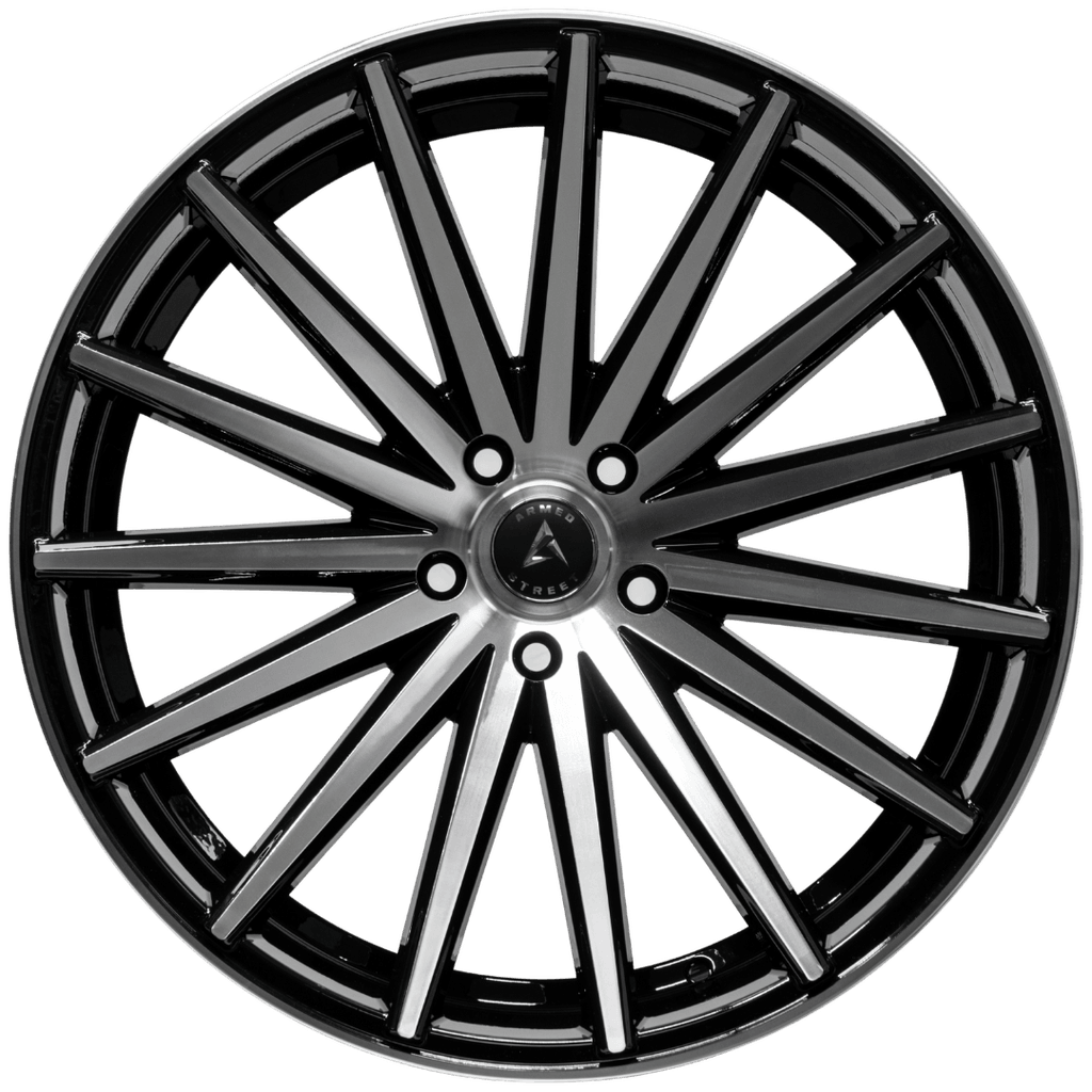 Armed Wheels Rival Gloss Black Machined Face 22x11.5 +30 5x113mm 74.1mm