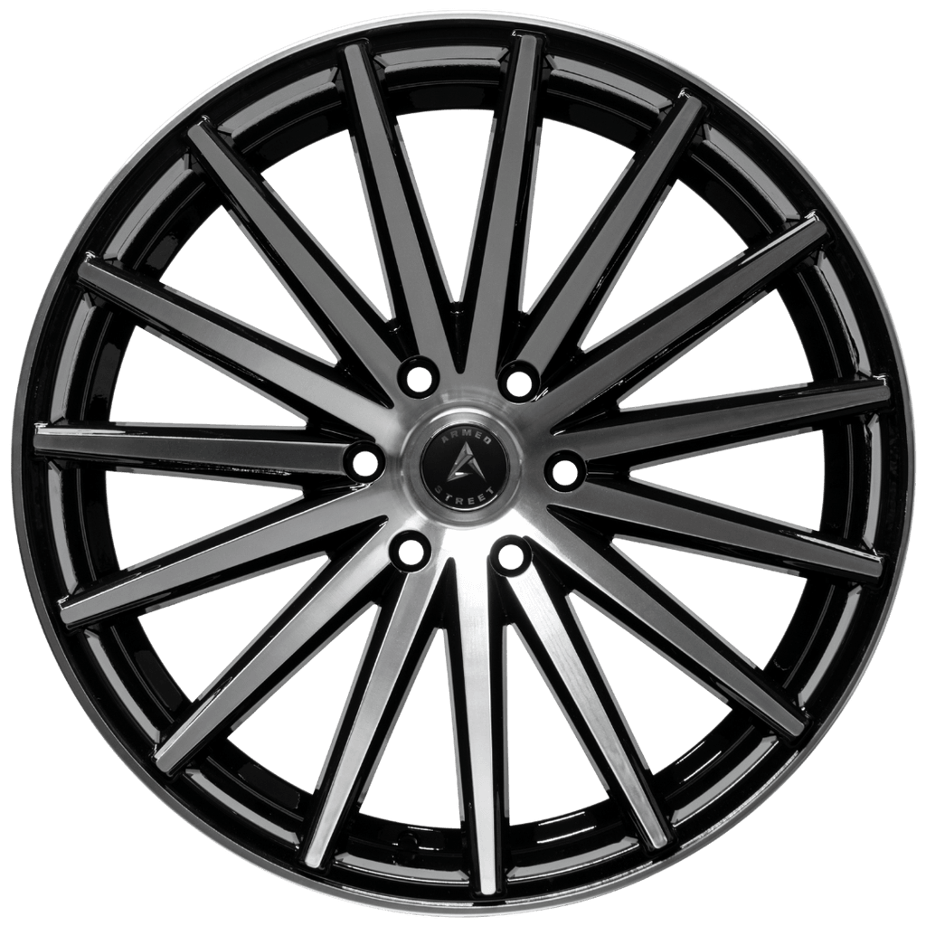 Armed Wheels Rival Gloss Black Machined Face 22x11.5 +30 6x135mm 87.1mm