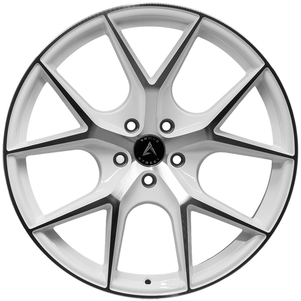 Armed Wheels Sniper Gloss White Machined 20x10 +37 5x113mm 74.1mm - Wheelwiz