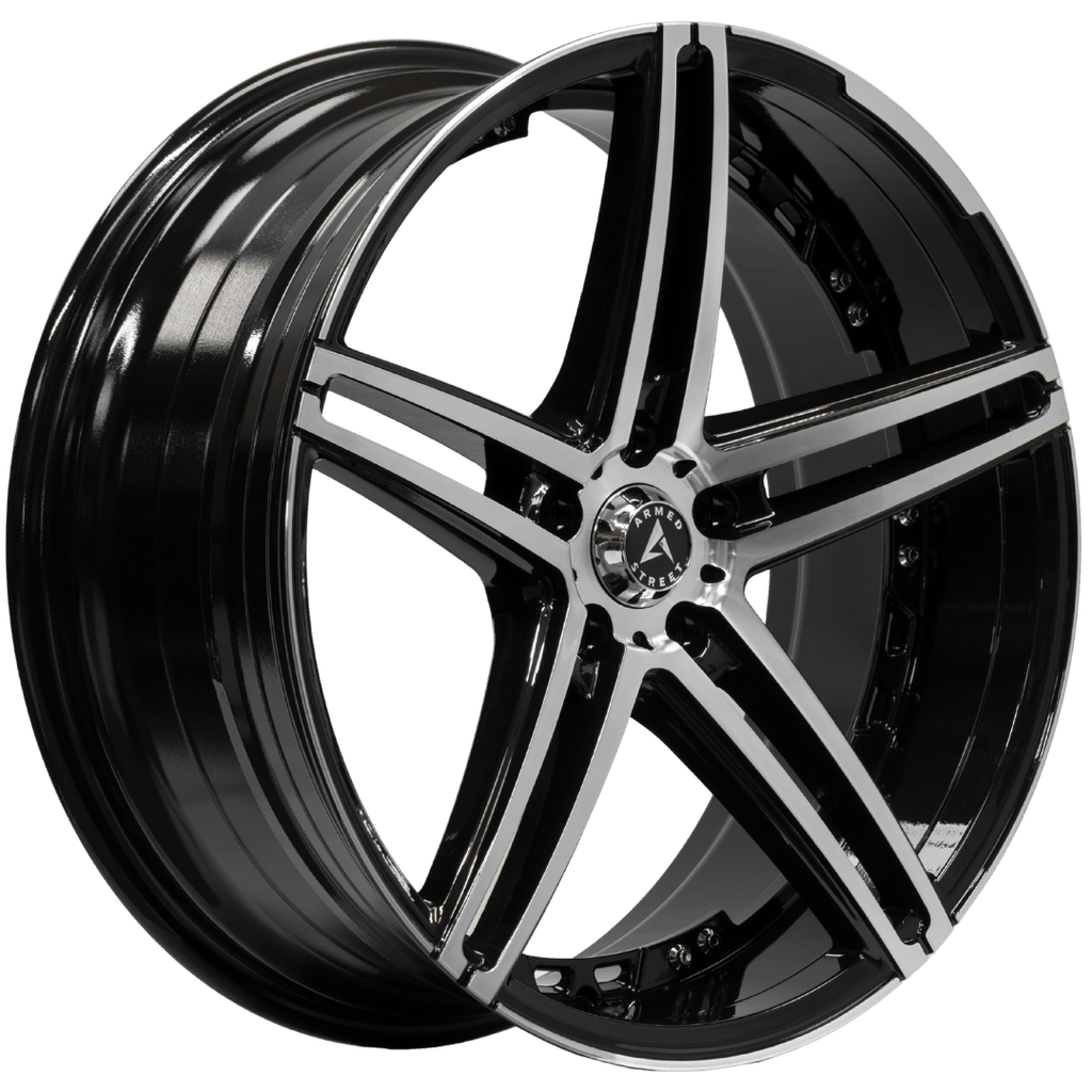 Armed Wheels Stealth Gloss Black Machined Face 20x8.5 +35 5x113mm 74.1mm