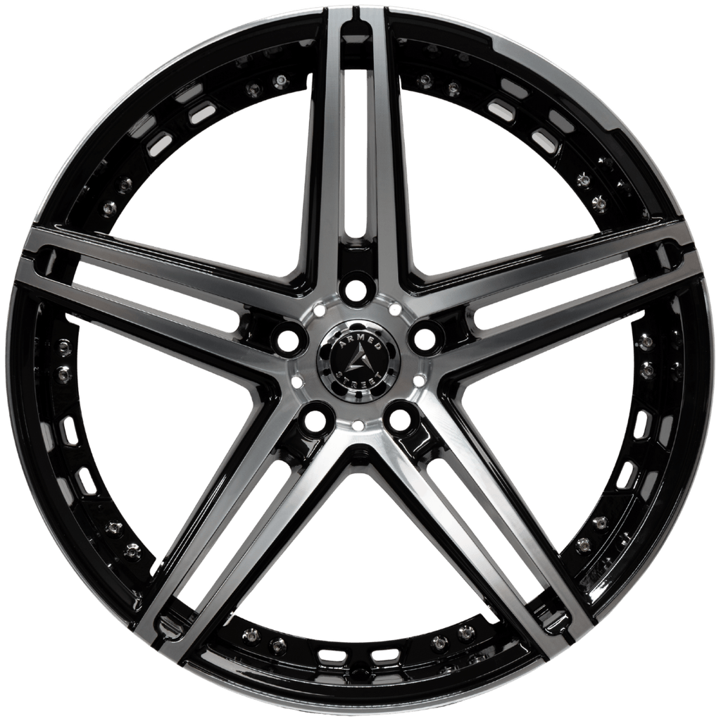 Armed Wheels Stealth Gloss Black Machined Face 20x8.5 +35 5x113mm 74.1mm - Wheelwiz
