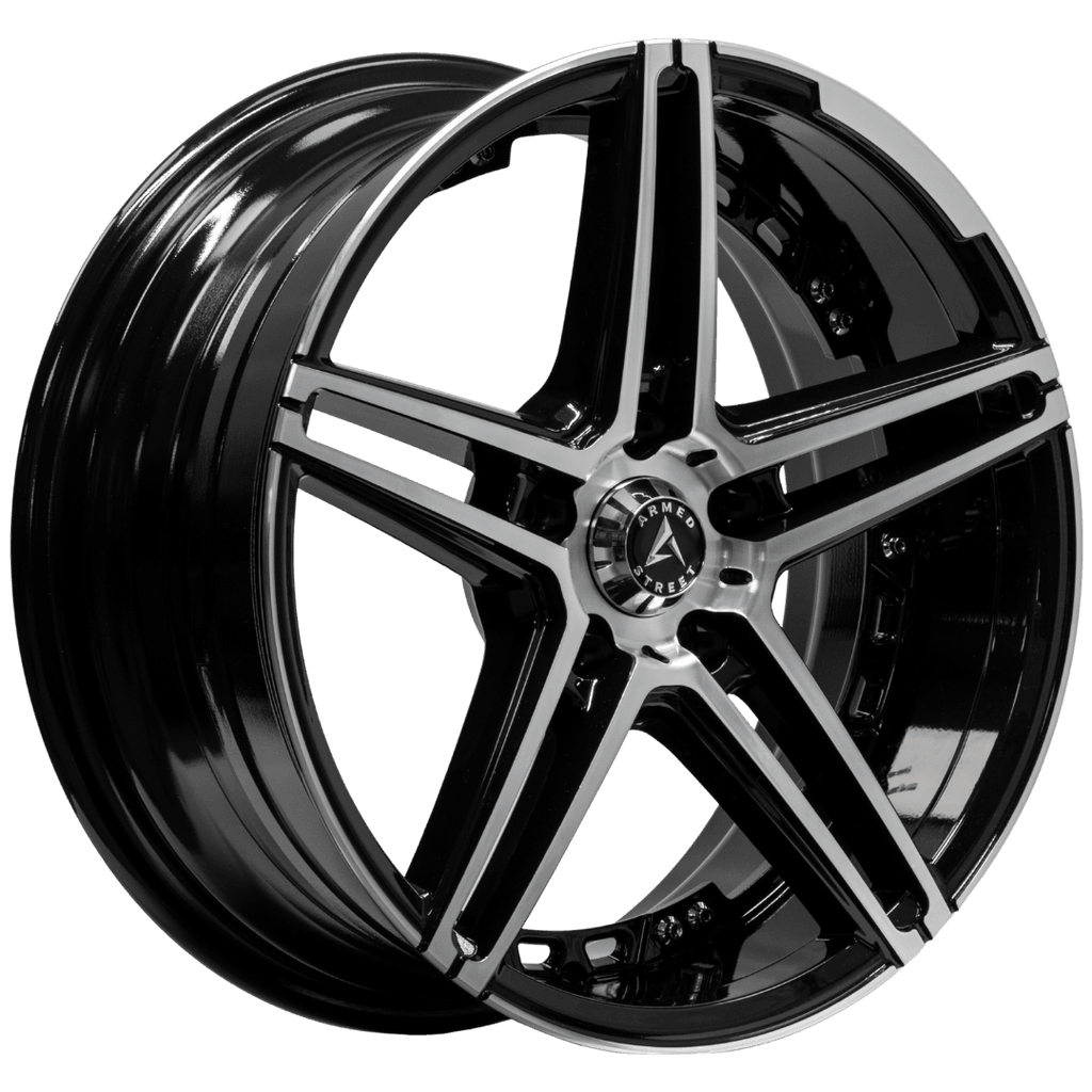 Armed Wheels Stealth Gloss Black Machined Face 17x7.5 +30 5x113mm 74.1mm