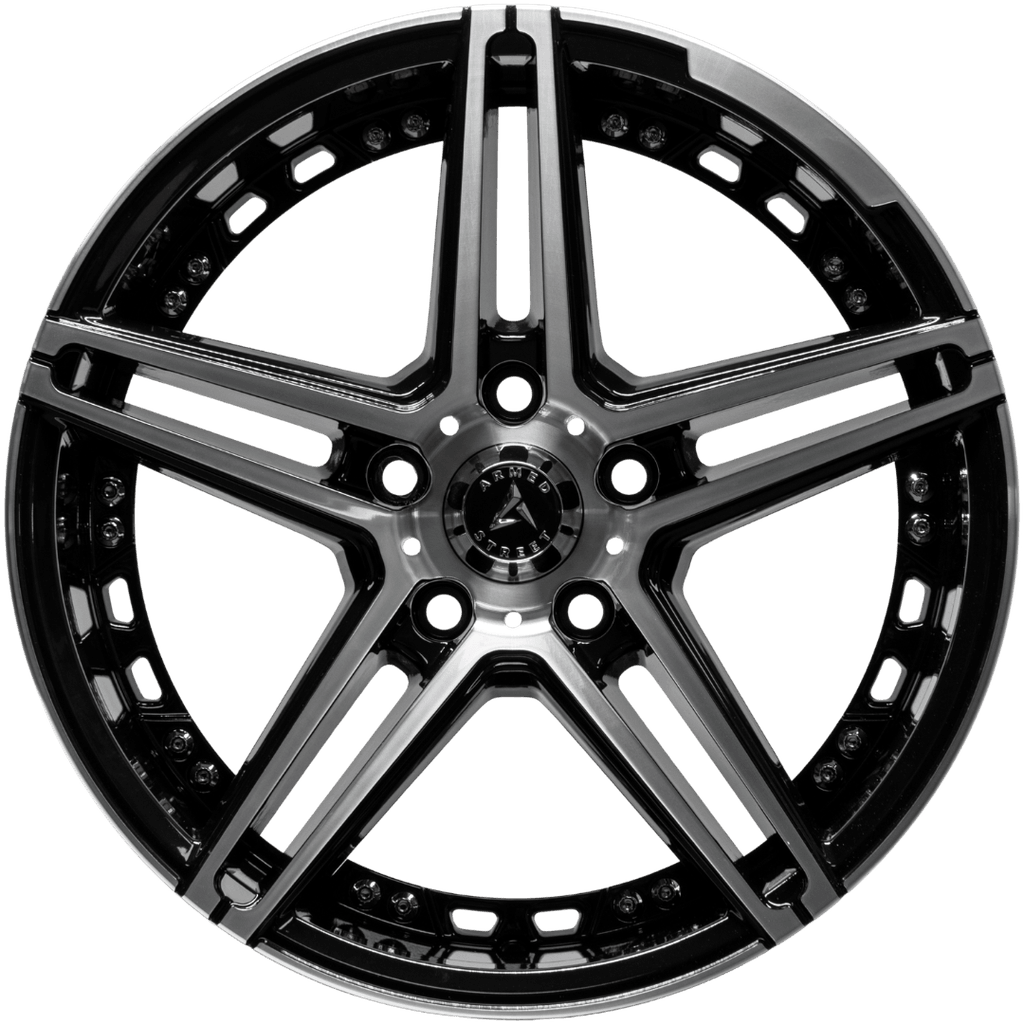 Armed Wheels Stealth Gloss Black Machined Face 17x7.5 +30 5x113mm 74.1mm