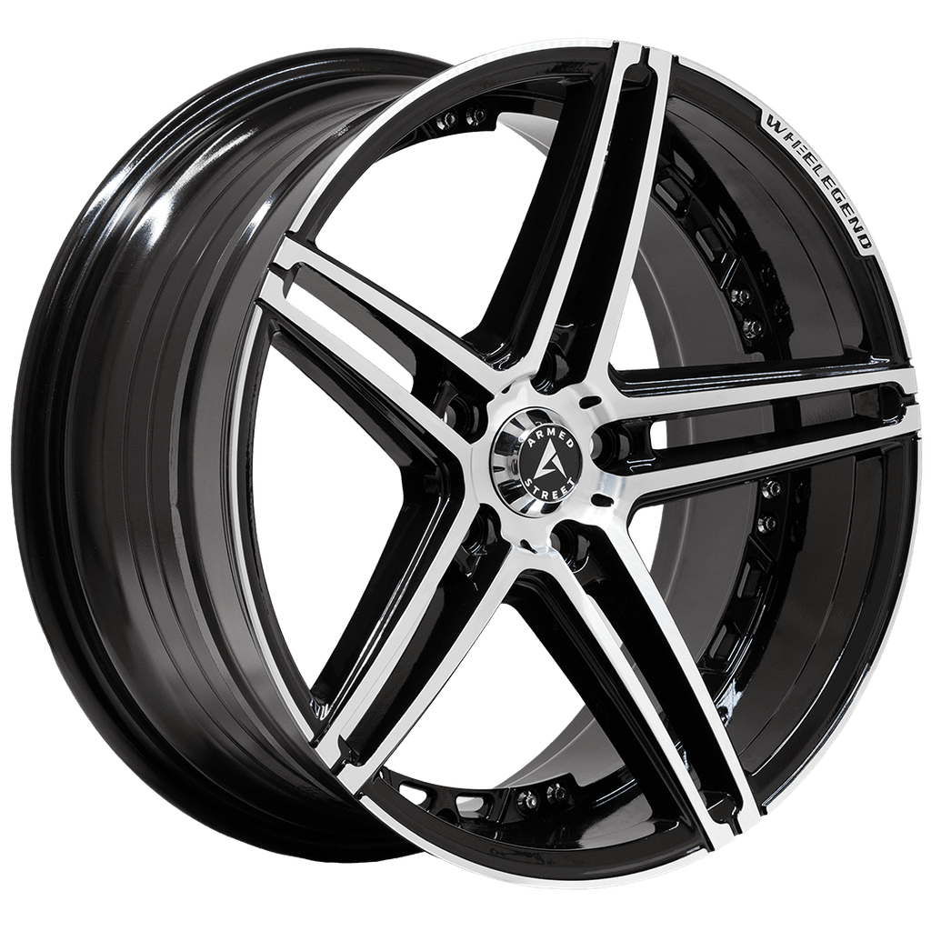 Armed Wheels Stealth Gloss Black Machined Face 18x8.5 +35 5x113mm 74.1mm