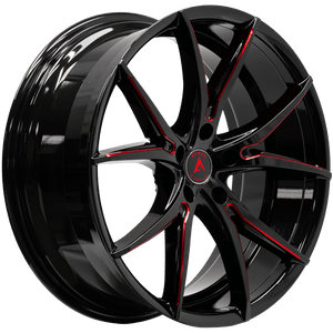 Armed Wheels Strike Gloss Black + Red Milled Spokes 20x8.5 +30 5x113mm 74.1mm