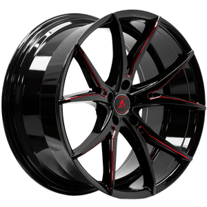 Armed Wheels Strike Gloss Black + Red Milled Spokes 20x10 +40 5x113mm 74mm