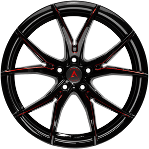 Armed Wheels Strike Gloss Black + Red Milled Spokes 20x10 +40 5x113mm 74mm
