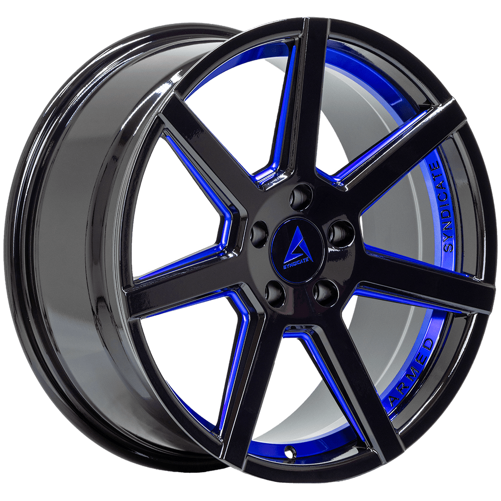 Armed Wheels Assassin Gloss Black + Blue 18x8 +35 5x120mm 74.1mm