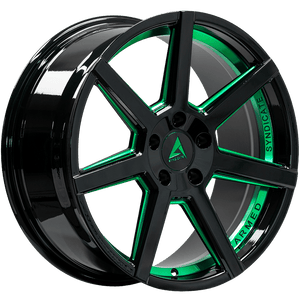Armed Wheels Assassin Gloss Black + Green 18x8 +35 5x109mm 74.1mm