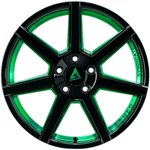 Armed Wheels Assassin Gloss Black + Green 18x8 +35 5x113mm 74.1mm