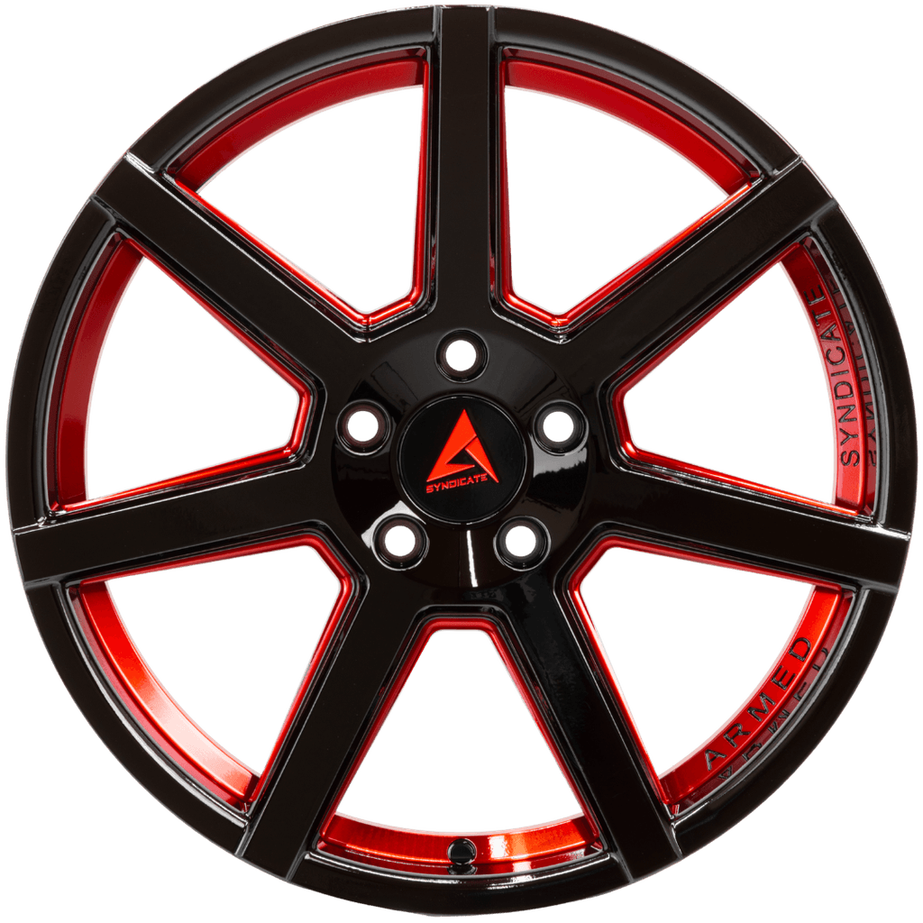 Armed Wheels Assassin Gloss Black + Red 18x8 +35 5x120mm 74.1mm