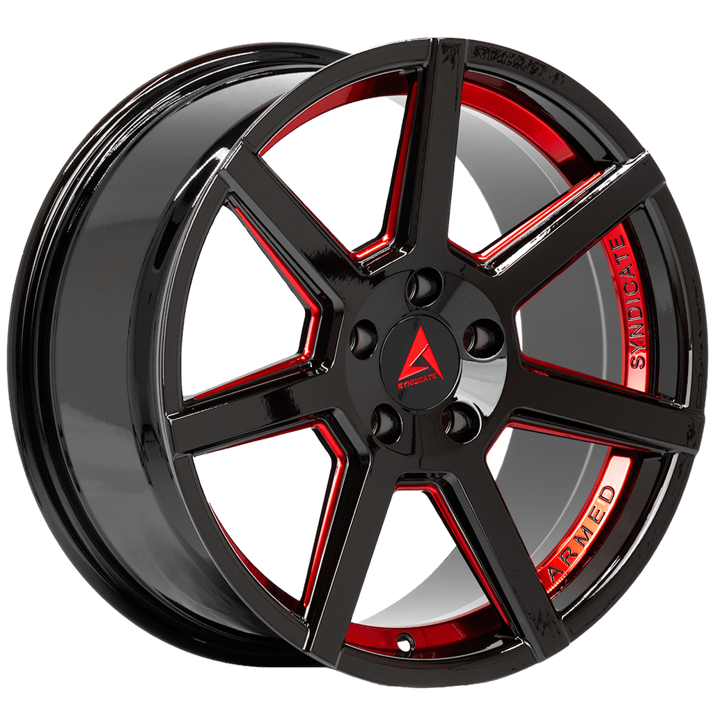Armed Wheels Assassin Gloss Black + Red 17x8 +35 5x113mm 74.1mm