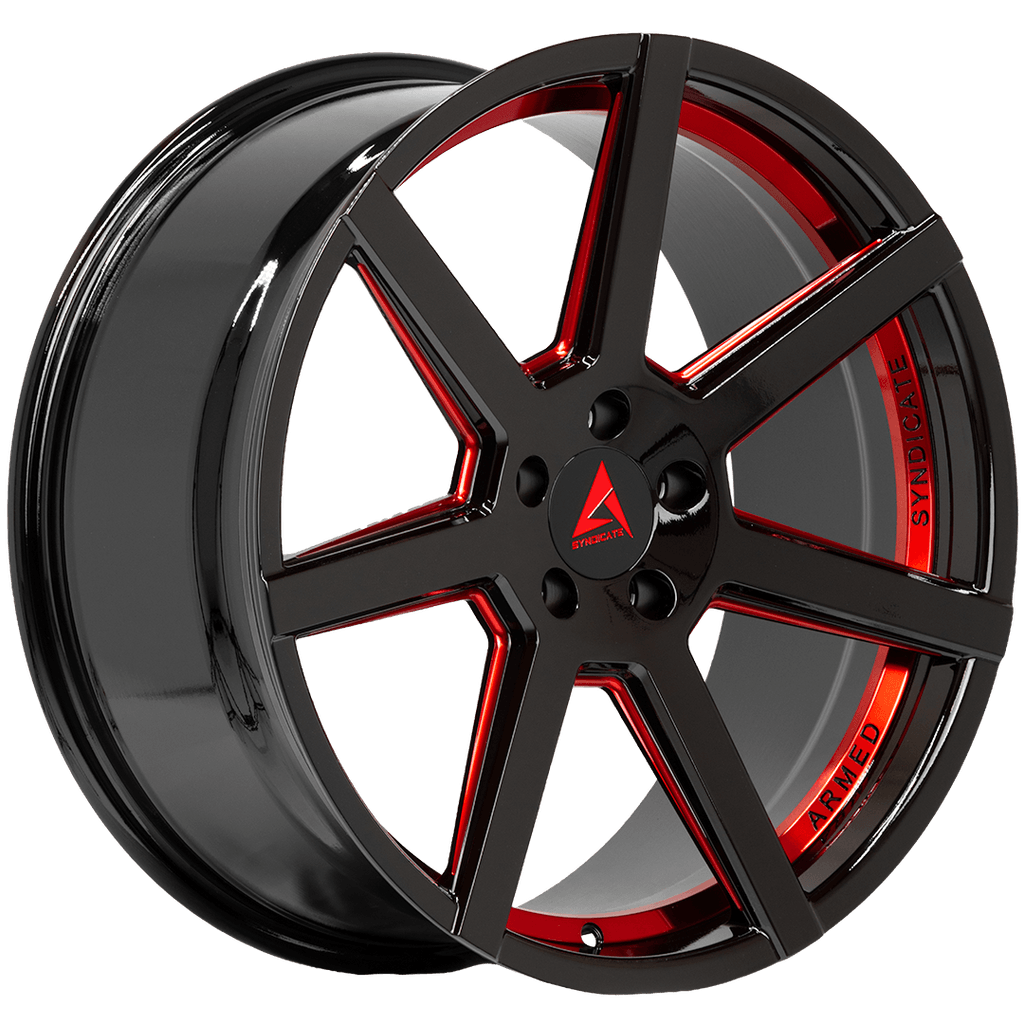 Armed Wheels Assassin Gloss Black + Red 20x9 +32 5x113mm 74.1mm