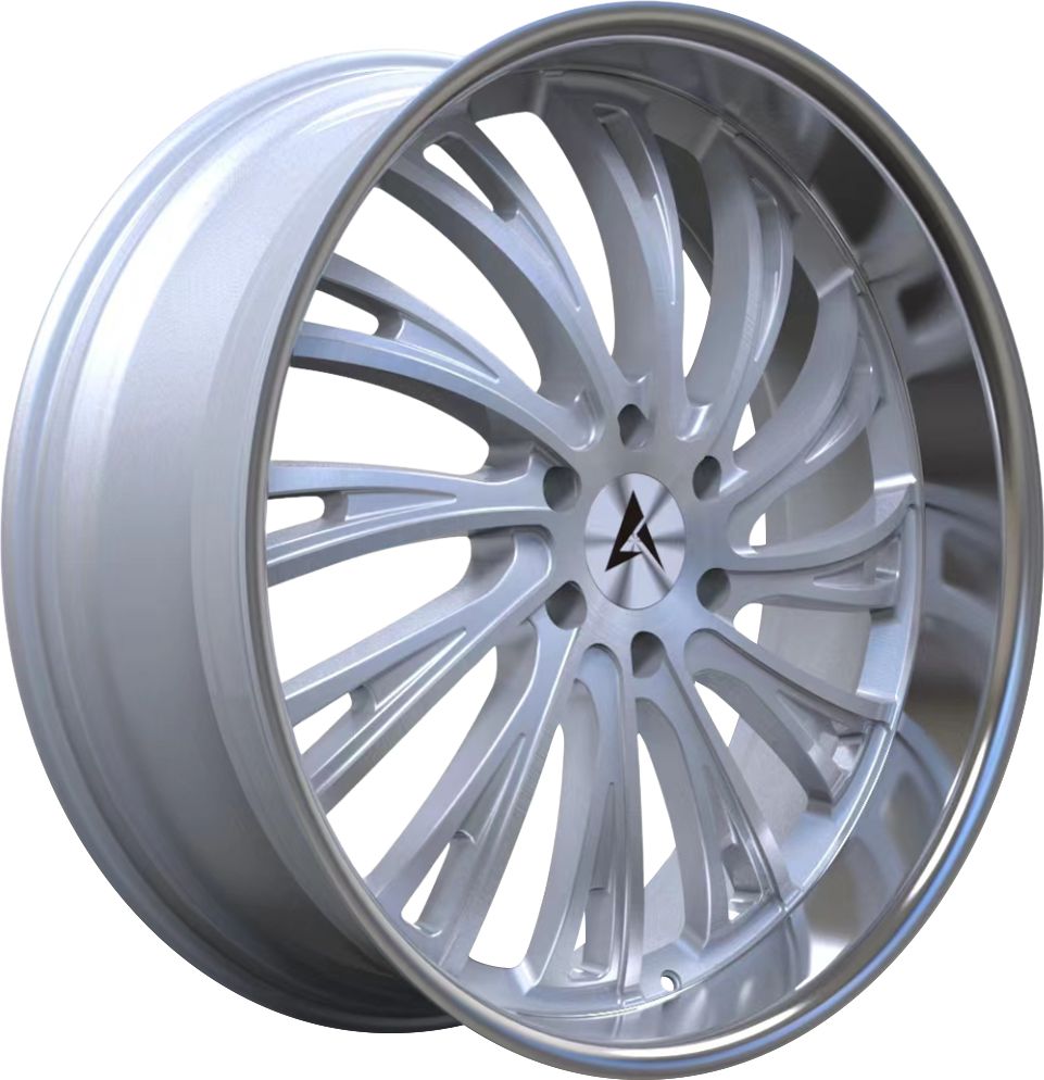 Armed Wheels Kingpin Gloss Silver Brushed Face Chrome Lip 24x10 +24 6x139.7mm 78.1mm