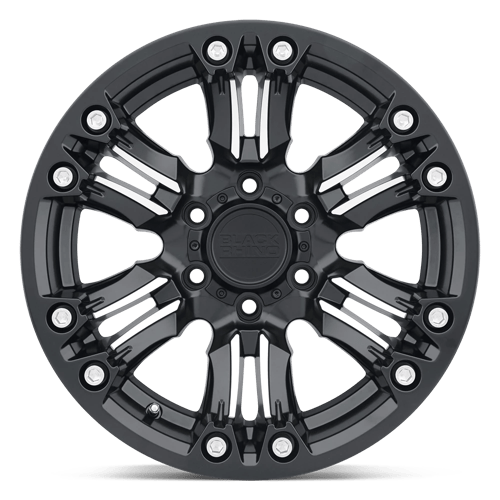 Black Rhino ASAGAI Matte Black &amp; Machined W/ Stainless Bolts 17x8.5 -18 5x114.3mm 71.5mm - Wheelwiz